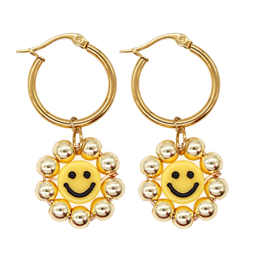 Joyas al por mayor Pendientes de cristal ahumado con ojos bohemios